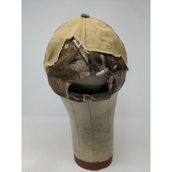 Aspen Dental Distressed Brown/Camo Hat Ripped Hidden Camo OSFM Strapback - Picture 6 of 9